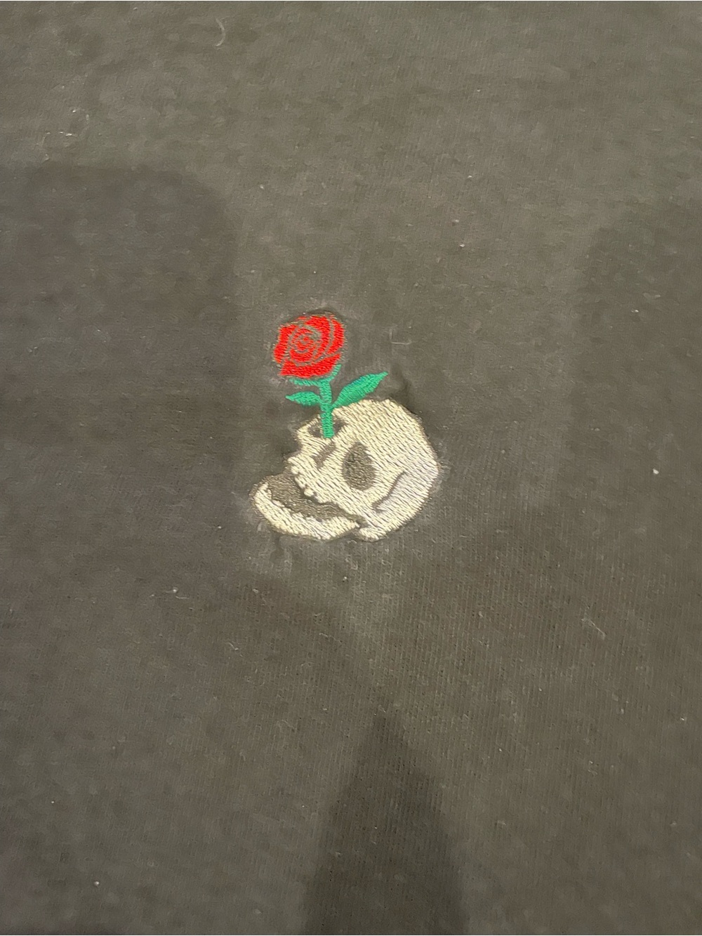 riot society Black Crewneck Tee with Rose Skull Embroidery - Picture 2 of 6